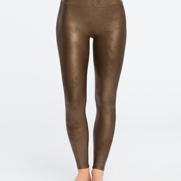 SPANX Pants - Spanx faux leather leggings, bronze metal